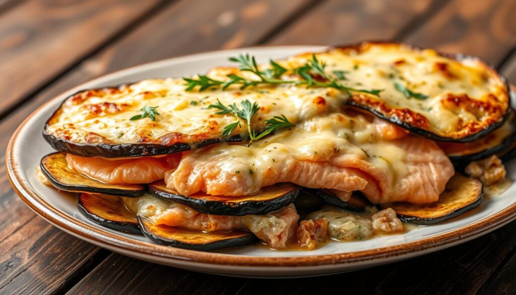 Gratin d'aubergines et de saumon